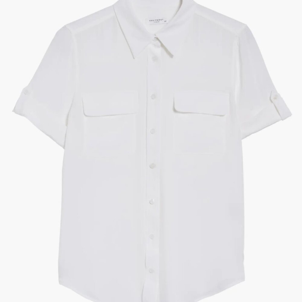 Equipment Slim Signature Short Sleeve Silk Shirt Size S